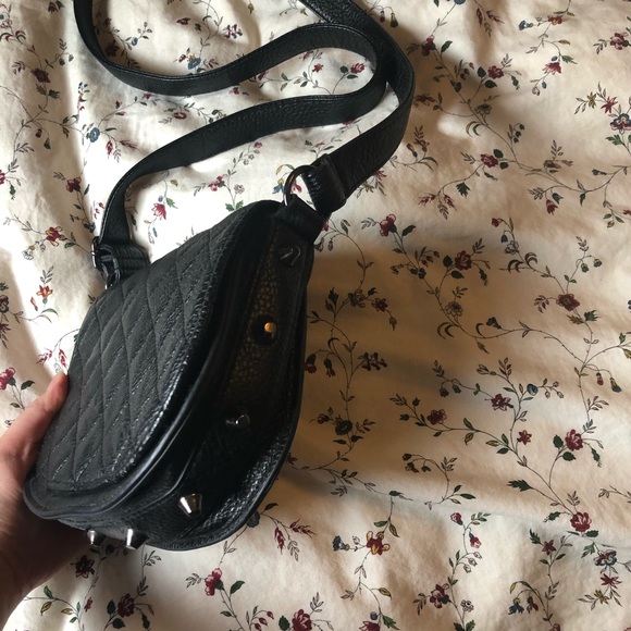 Black leather studded cross body bag - Picture 3 of 3